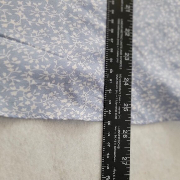Blue Floral Dress Size S Back Zip Cottage Core Puffed Short Sleeve Off Shoulders - Picture 6 of 16